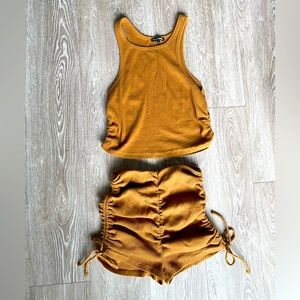 Tan colored two piece matching set.
